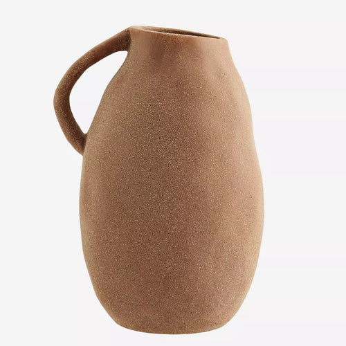 Terracotta Colour Stoneware vase with handle - large