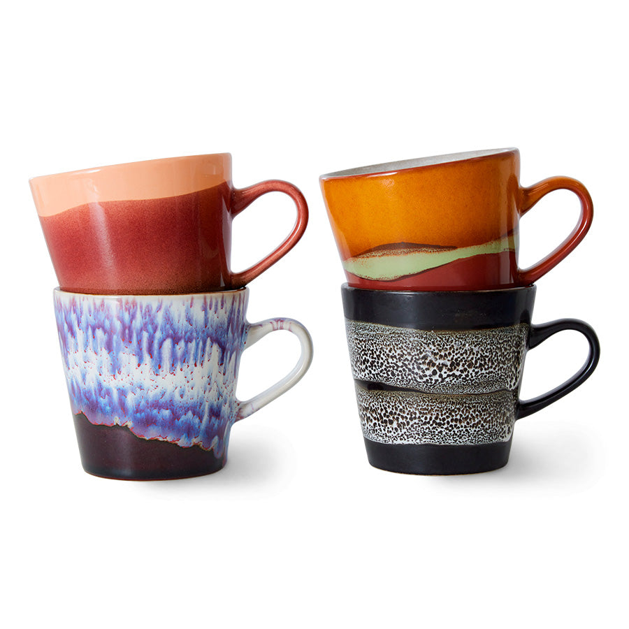 HKLIVING | 70’s Ceramics Americano Mugs (Set of 4) | Friction