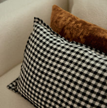 Load image into Gallery viewer, Gabrielle Paris Linen Cushion | Black + White Gingham Check