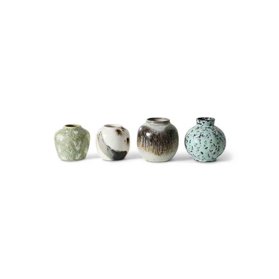 HKLIVING | 70s Ceramics Small Vases | Canyon | Set of 4