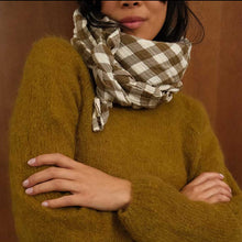 Load image into Gallery viewer, BIANCA SWADDLE SCARF | GINGHAM NATURAL + OCHRE