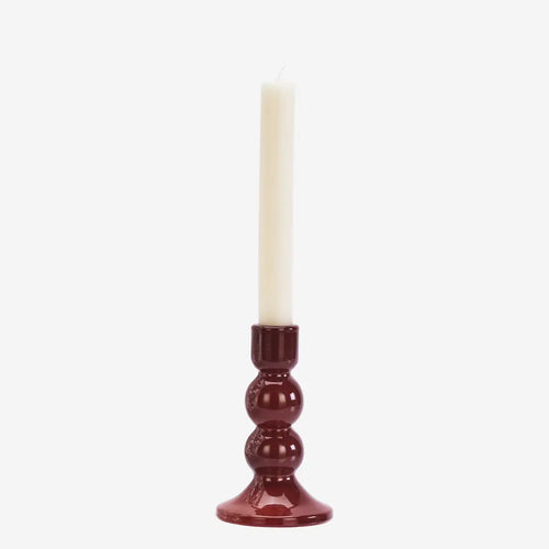 Madam Stoltz | Glass Candle Holder | Maroon