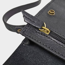Load image into Gallery viewer, Black Small Leather Crossbody Bag with Pop Bag Closure