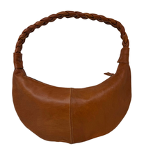 Load image into Gallery viewer, Tan Half Moon Leather Shoulder Bag – Handmade with Braided Handle - BTS CONCEPT STORE