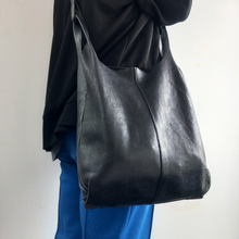 Load image into Gallery viewer, Leather Carrier Tote Bag | Black