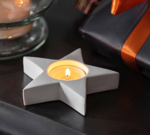 White Porcelain Star Tealight Candle Holders | Set of 2