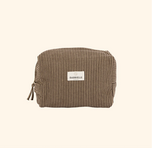 Load image into Gallery viewer, Cotton Toiletry Bag | Coffee Stripe