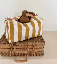 Load image into Gallery viewer, VIC CANVAS TOILETRY/WASH BAG | CARAMEL + ECRU STRIPES