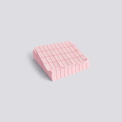 HAY Cocktail Napkins | light pink + red grid