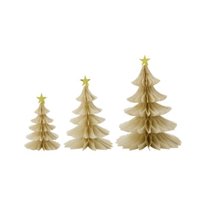 Paper Christmas Tree Decorations | Ivory | Set of 3