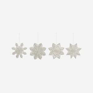 Snowflake Paper Christmas Decorations | White | S/4