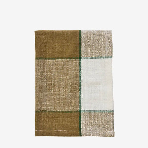 Madam Stoltz | Checked Kitchen Towel | Off-white + Soft Green
