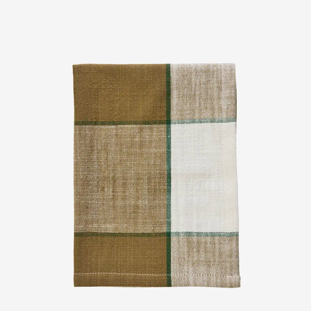Madam Stoltz | Checked Kitchen Towel | Off-white + Soft Green