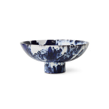 Load image into Gallery viewer, HKLIVING Ceramic Fruit Bowl on Base | Indigo Abstract