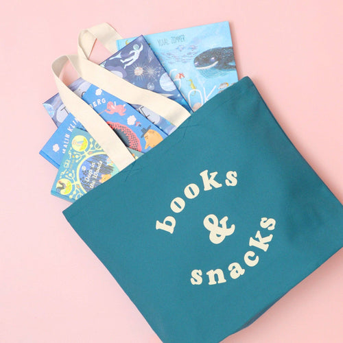 Books & Snacks - Tropical Blue Canvas Tote Bag