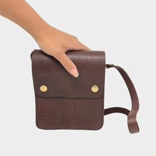 Load image into Gallery viewer, Small Leather Crossbody Bag with Pop Bag Closure | Dark Brown