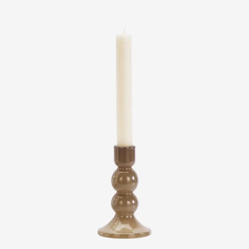 Madam Stoltz | Glass Candle Holder | Taupe