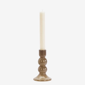 Madam Stoltz | Glass Candle Holder | Taupe