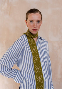 TBCo | Merino Wool Skinny Scarf in Olive Flora