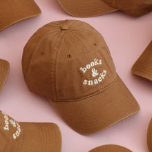 Load image into Gallery viewer, Books &amp; Snacks - Cotton Baseball Cap - Tan