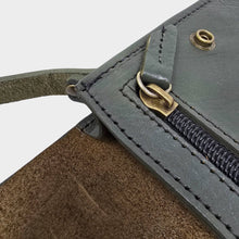 Load image into Gallery viewer, Olive Green Small Leather Crossbody Bag with Pop Closure