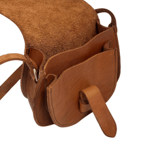 Load image into Gallery viewer, Maya Tan Leather Saddle Bag – Handmade Full-Grain Crossbody
