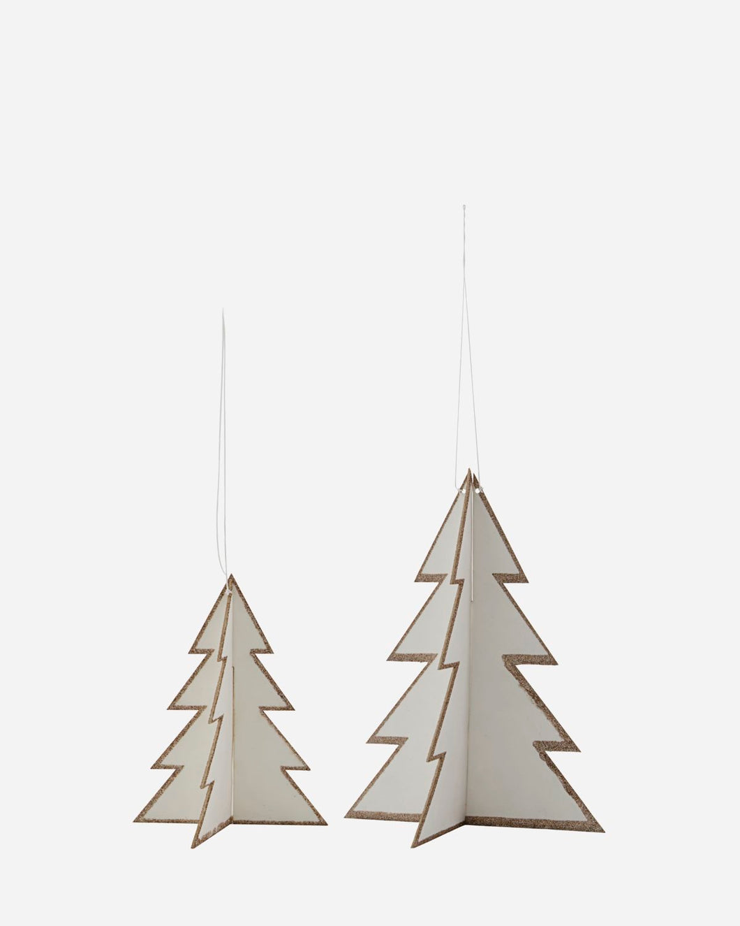 Paper Tree Decorations Set of 2 | white + gold