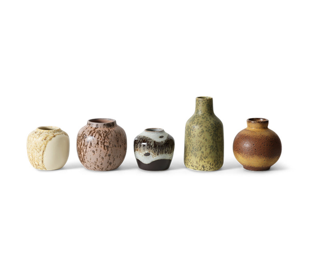 HKLIVING | 70s ceramics small vases (set of 5) PERSUIT