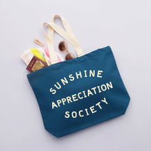 Load image into Gallery viewer, Sunshine Appreciation Society - Ocean Blue Canvas Tote Bag