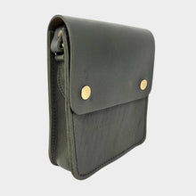 Load image into Gallery viewer, Olive Green Small Leather Crossbody Bag with Pop Closure