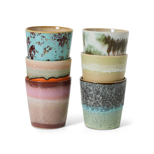 HKLIVING | 70s Ceramic Coffee Mugs (set of 6) | Surreal