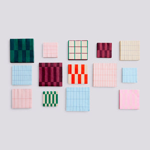HAY Cocktail Napkins | light pink + red grid