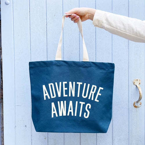 Adventure Awaits - Ocean Blue Canvas Tote Bag