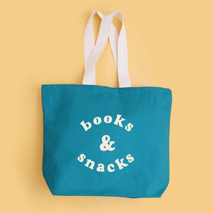 Books & Snacks - Tropical Blue Canvas Tote Bag