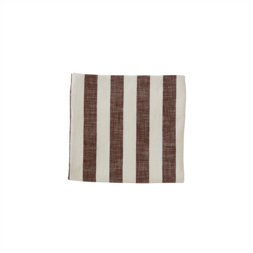 Organic Cotton Stripe Tablecloth | 260 x 140cm | Brown + Off White