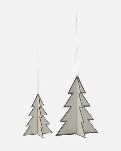 Paper Tree Decorations Set of 2 | white + silver