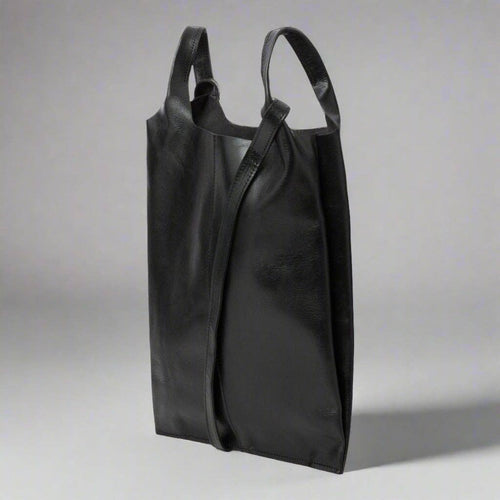 Leather Carrier Tote Bag | Black