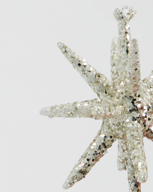 Christmas  Ornaments | Spike | Silver Glitter | 7.5cm