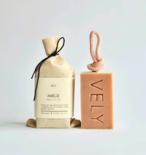 Load image into Gallery viewer, Natural Handmade Soap On A Rope With Pink Clay  "Amélie" - BTS CONCEPT STORE