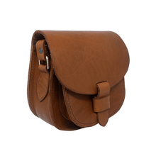 Load image into Gallery viewer, Maya Tan Leather Saddle Bag – Handmade Full-Grain Crossbody