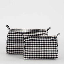 Load image into Gallery viewer, Eco Nature Toiletry Bag | Small | Off White + Black Gingham - BTS CONCEPT STORE
