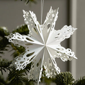 Snowflake Paper Christmas Decorations | White | S/4