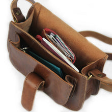 Load image into Gallery viewer, Maya Tan Leather Saddle Bag – Handmade Full-Grain Crossbody