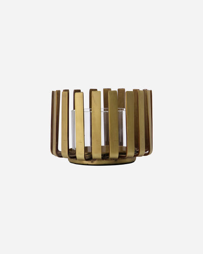 Bars Tealight Candle Holder | Brass + Glass