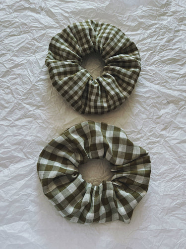 Scrunchie - Cotton Fabric (2pk) - Matcha Green Gingham