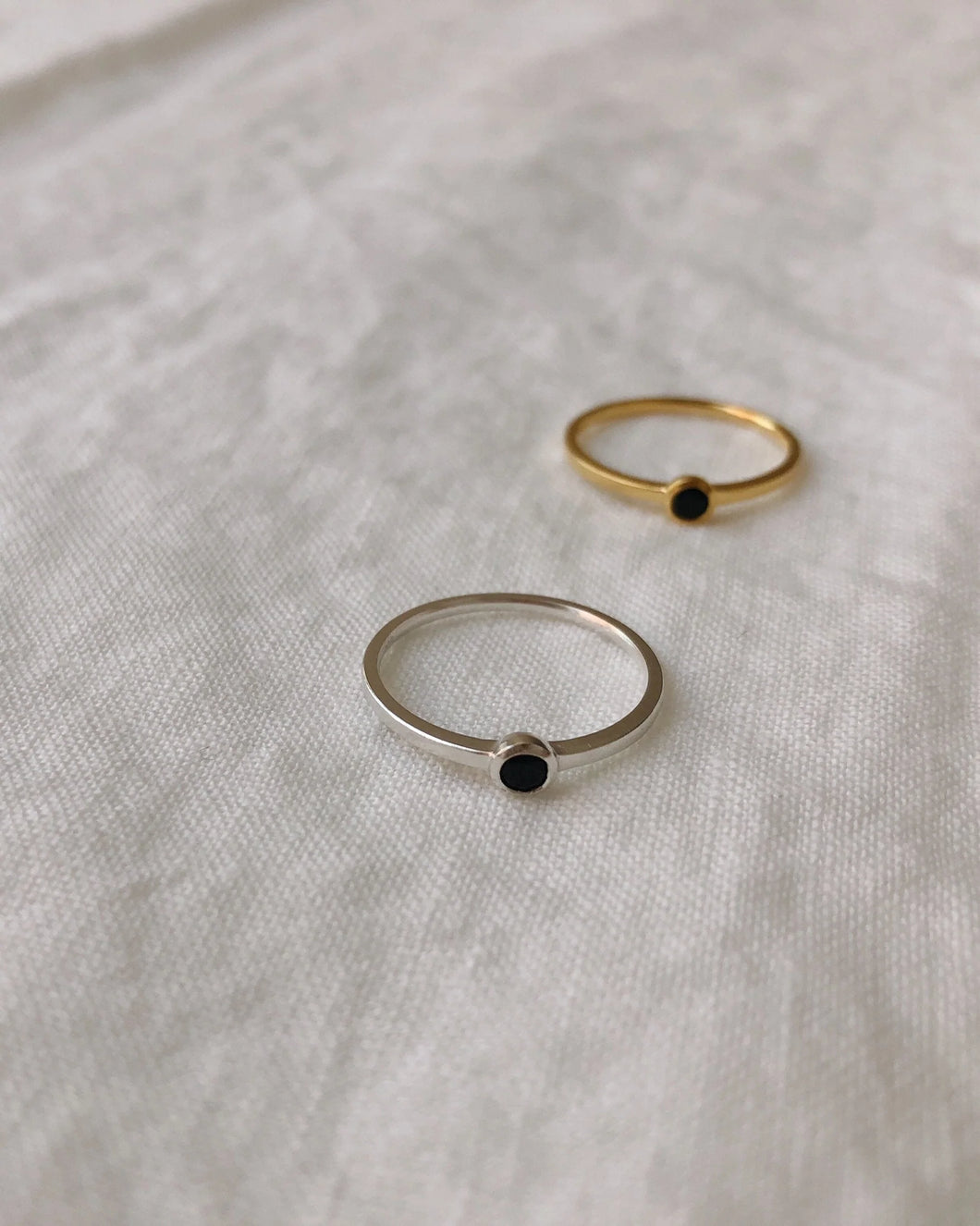 Lines + Current Sigrid ‘Mona’ Ring with Small Black Stone