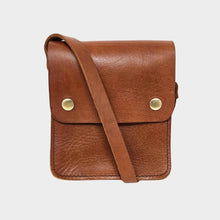 Load image into Gallery viewer, Tan Small Leather Crossbody Bag with Pop Closure