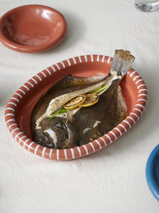 HAY Barro Oval Dish Large | Natural with Stripes