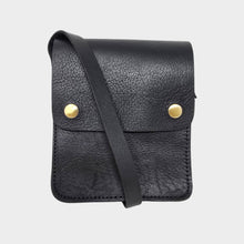 Load image into Gallery viewer, Black Small Leather Crossbody Bag with Pop Bag Closure