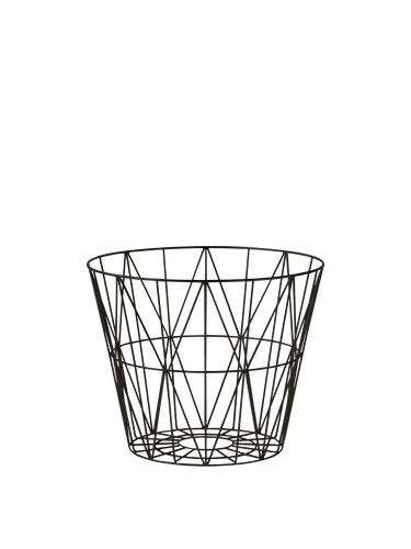 Ferm Living Small Wire Basket with Wooden Top | Black